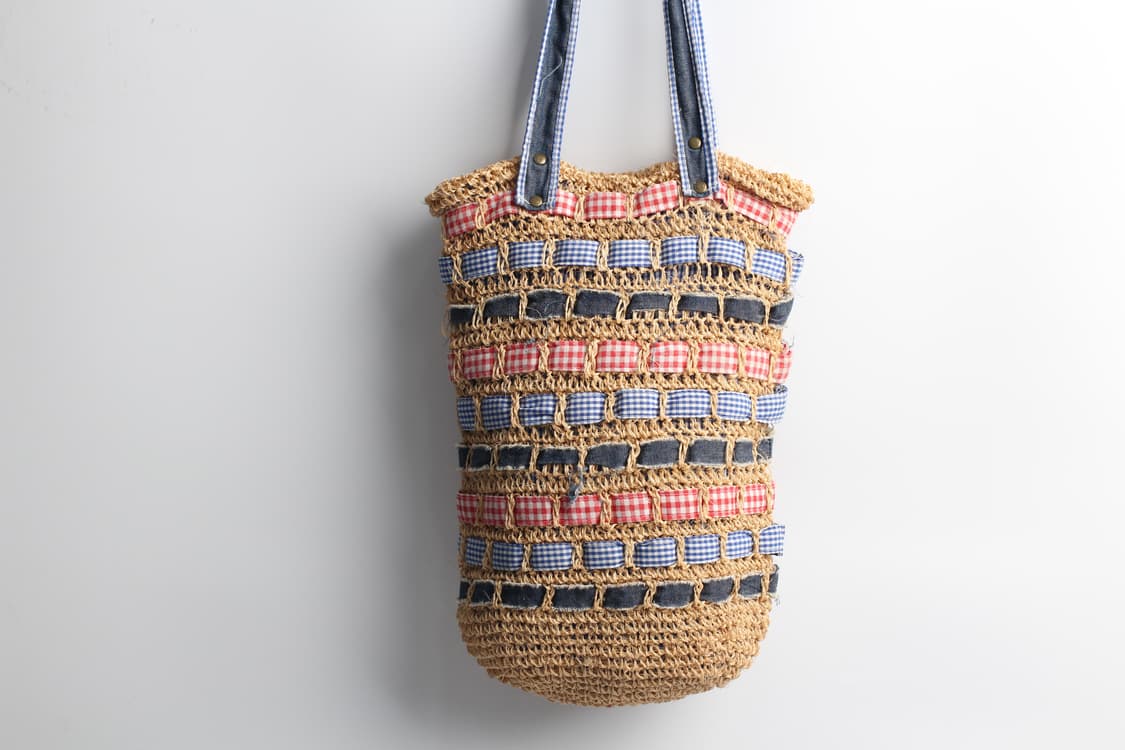 Rafia Weaving Gingham tote bag 상품이미지10