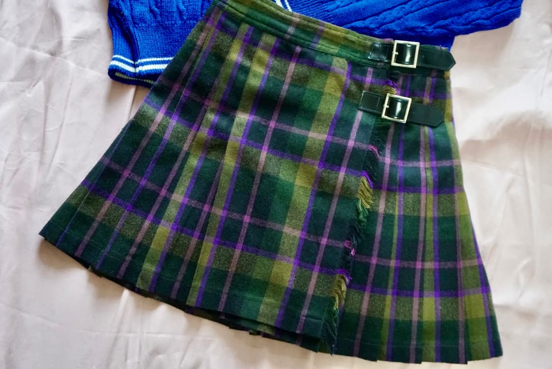 스컬프터 빈티지 테니스 체크 플리츠 버클 스커트 상품이미지1