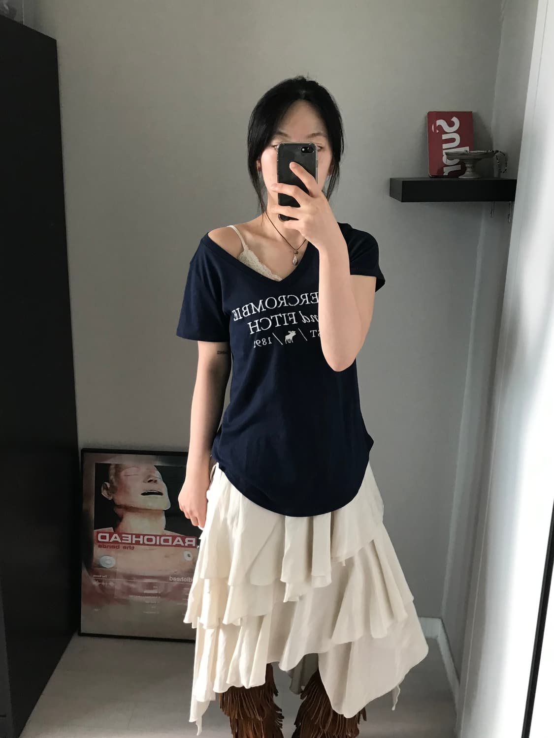 아베크롬비 자수로고 여성라인 브이넥 반팔티 상품이미지3