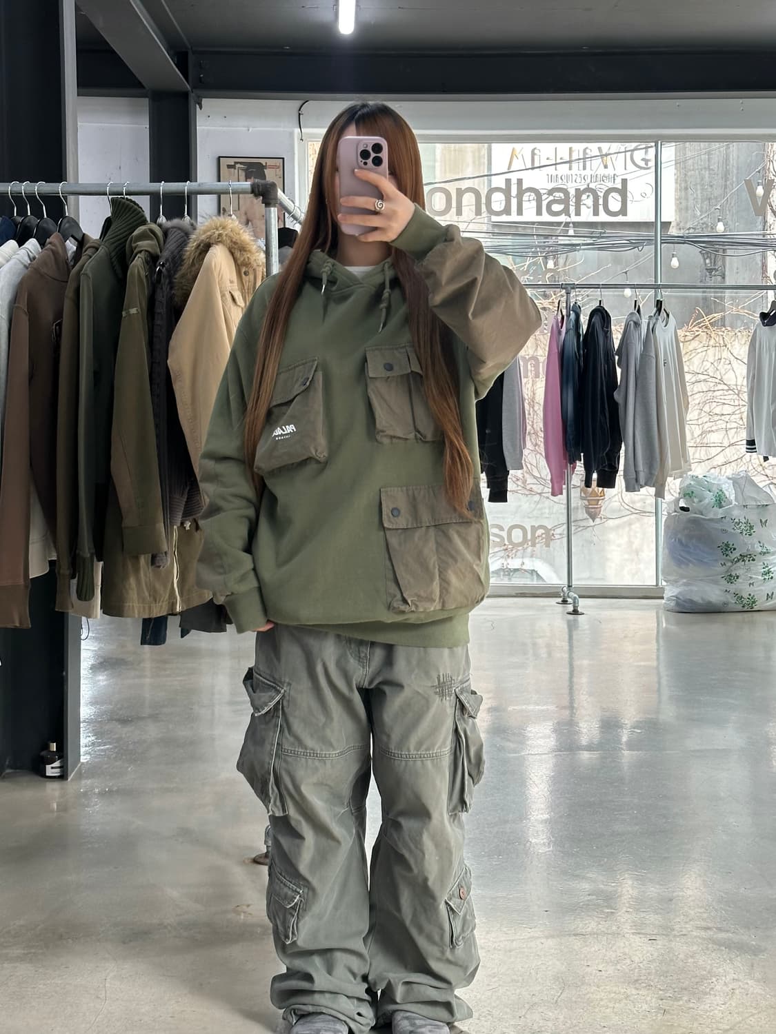 팔라스 21SS C-포켓 후드 그린 후드티 상품이미지2