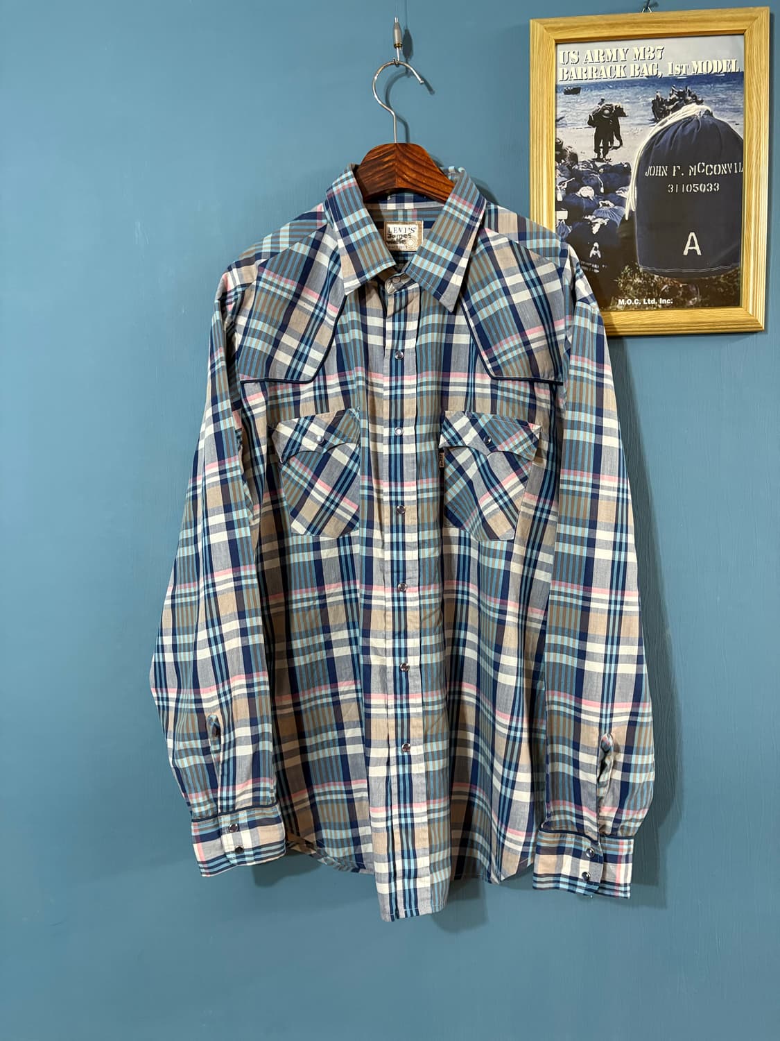 80‘s Levis Check Western  shirt. 상품이미지1