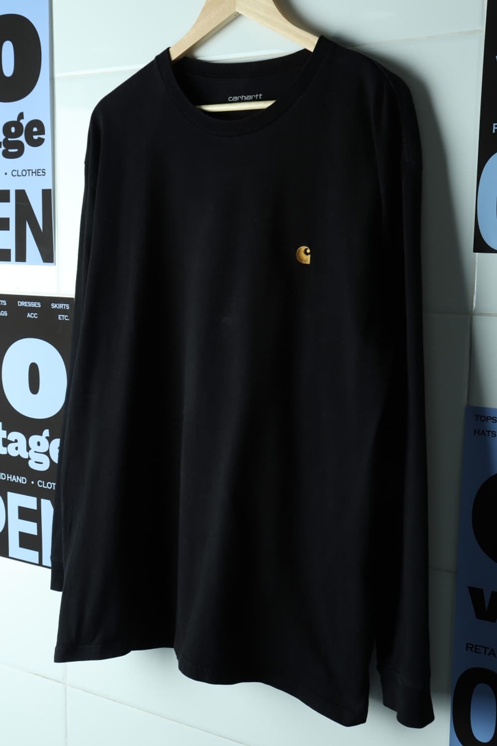 (XL-2XL) 칼하트 긴팔티셔츠 블랙 루즈 무지 로고-H32714 상품이미지1