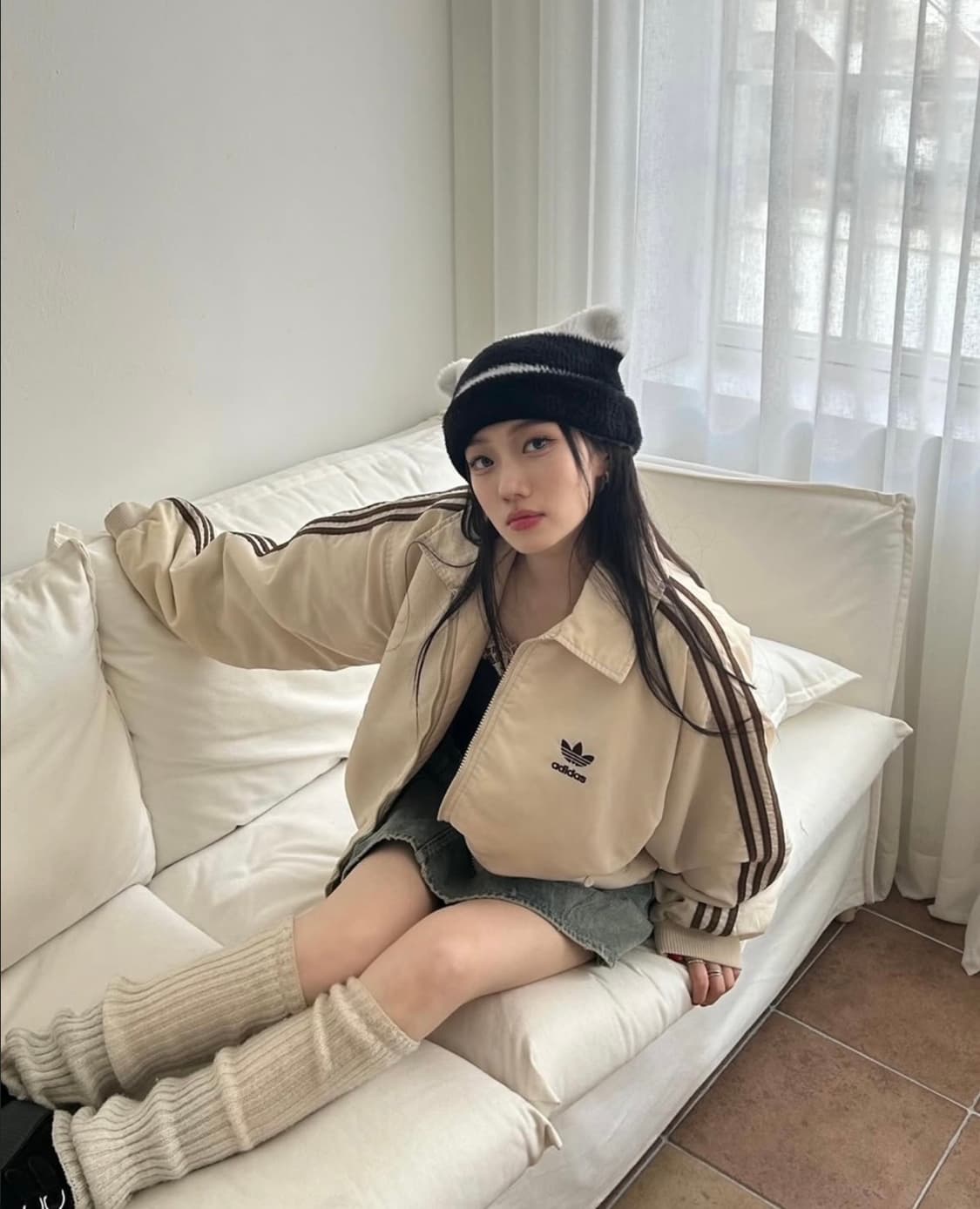 아디다스 빅로고 점퍼 항공점퍼 베이지 브라운 상품이미지5