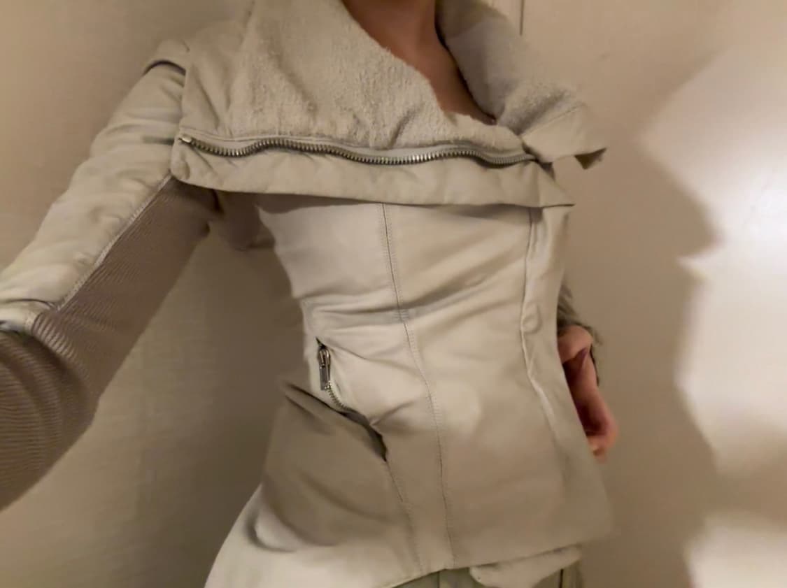 릭오웬스 11fw 카프스킨 가죽 자켓 베이지 상품이미지3