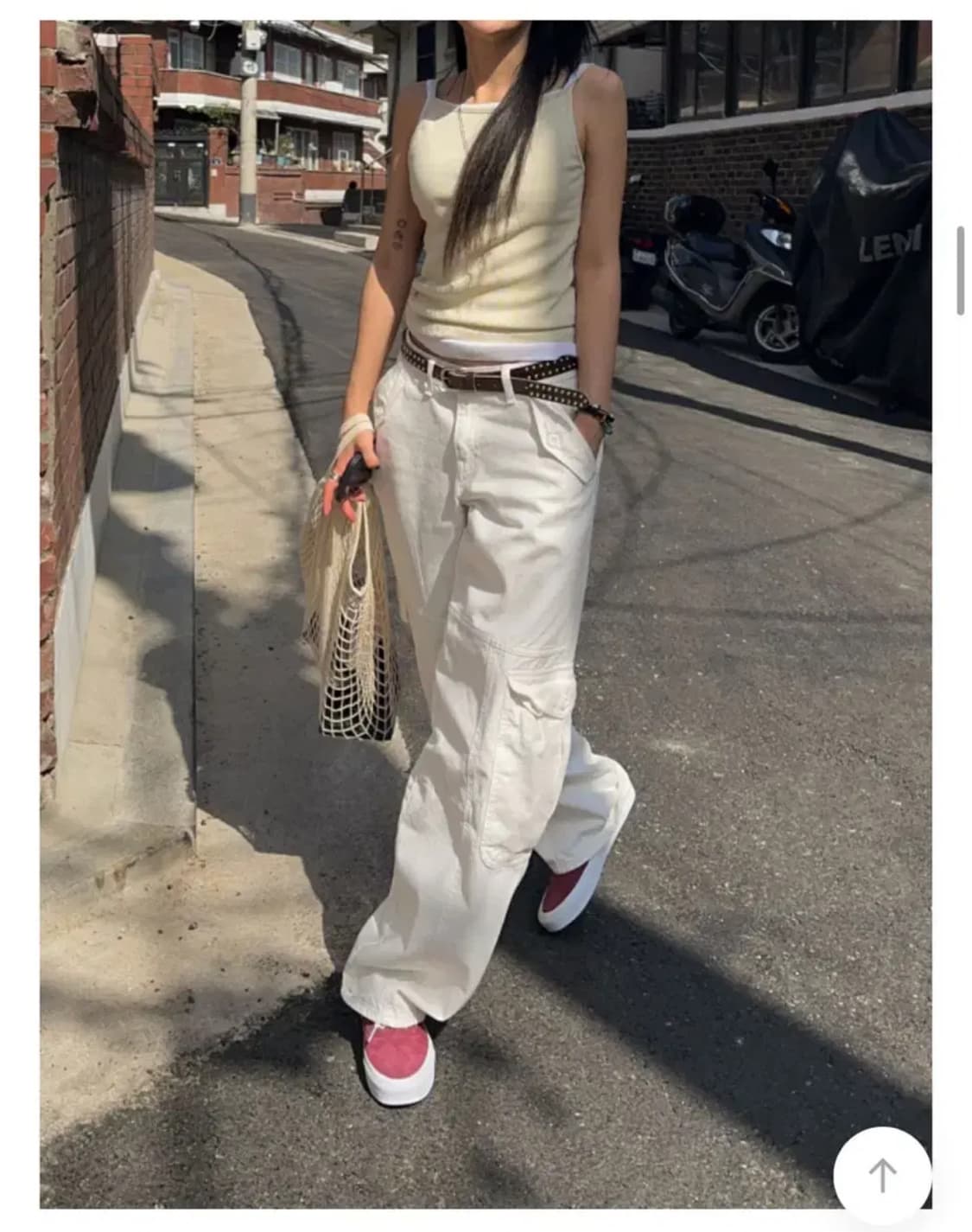 서울베이스드 로우라이즈 카고팬츠 화이트 상품이미지3