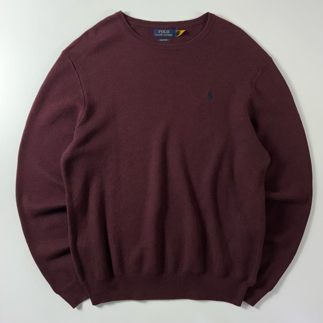 Polo  폴로 랄프로렌 신형 자수 피마코튼 버건디 라운드 니트 상품이미지1