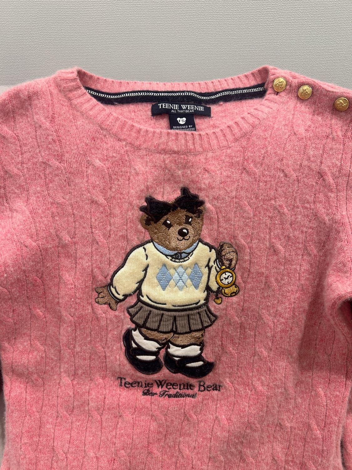 티니위니 곰돌이 자수 꽈배기 니트 상품이미지2