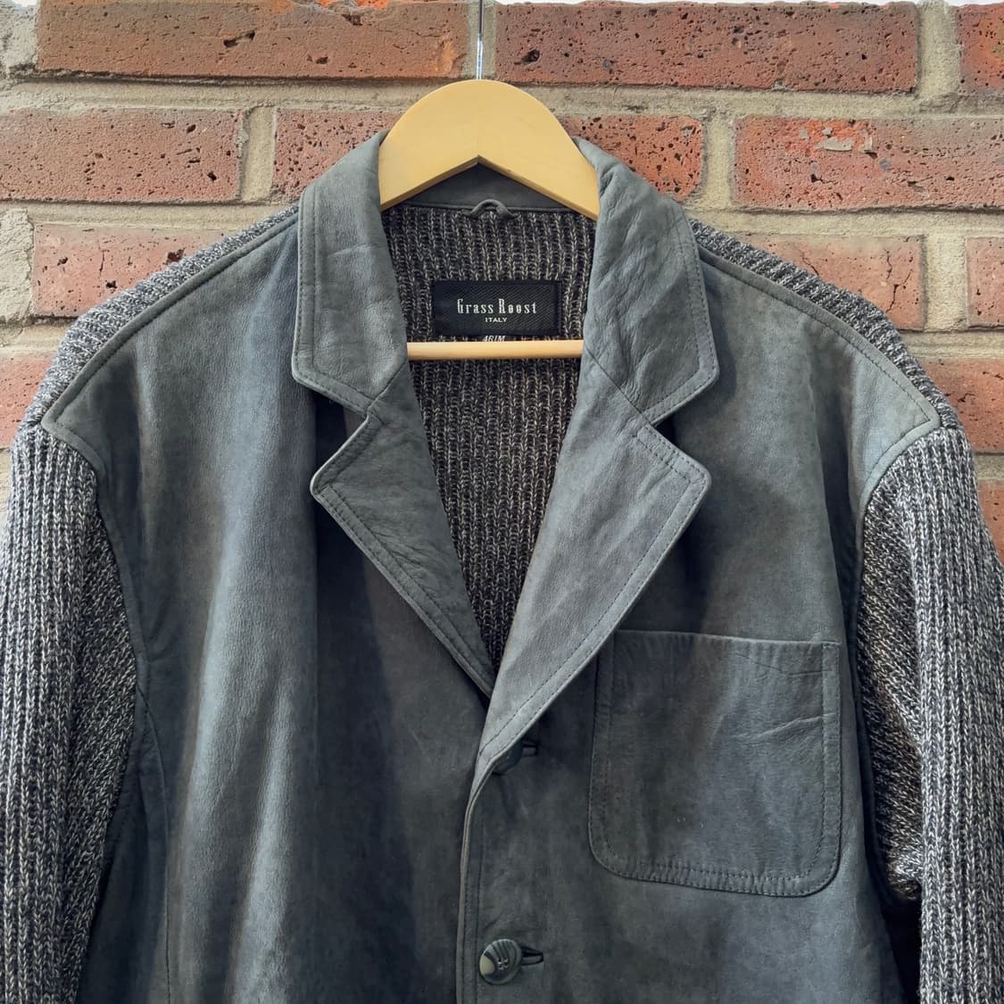 Grass Roots 레더 × 니트 하이브리드 자켓 상품이미지4