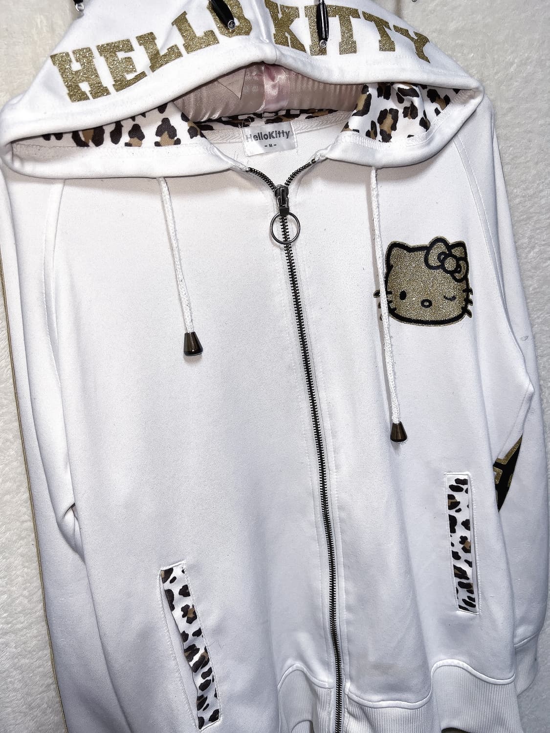 헬로키티 레오파드 호피 골드글리터 후드집업 오네갸루 펑크 헤이세이 시부야 상품이미지9