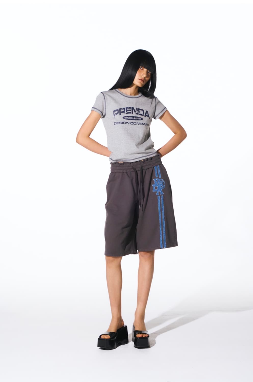 프렌다 트윌 컷 오브 쇼츠 반바지 다크 차콜 상품이미지4