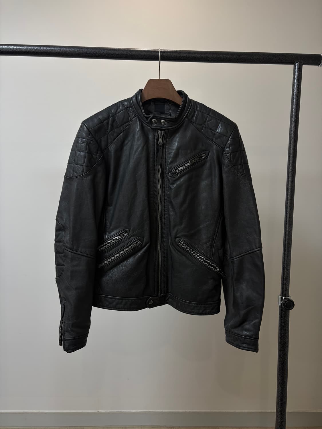 (M) HE by MANGO 망고 바이커 라이더 소가죽 자켓 상품이미지1