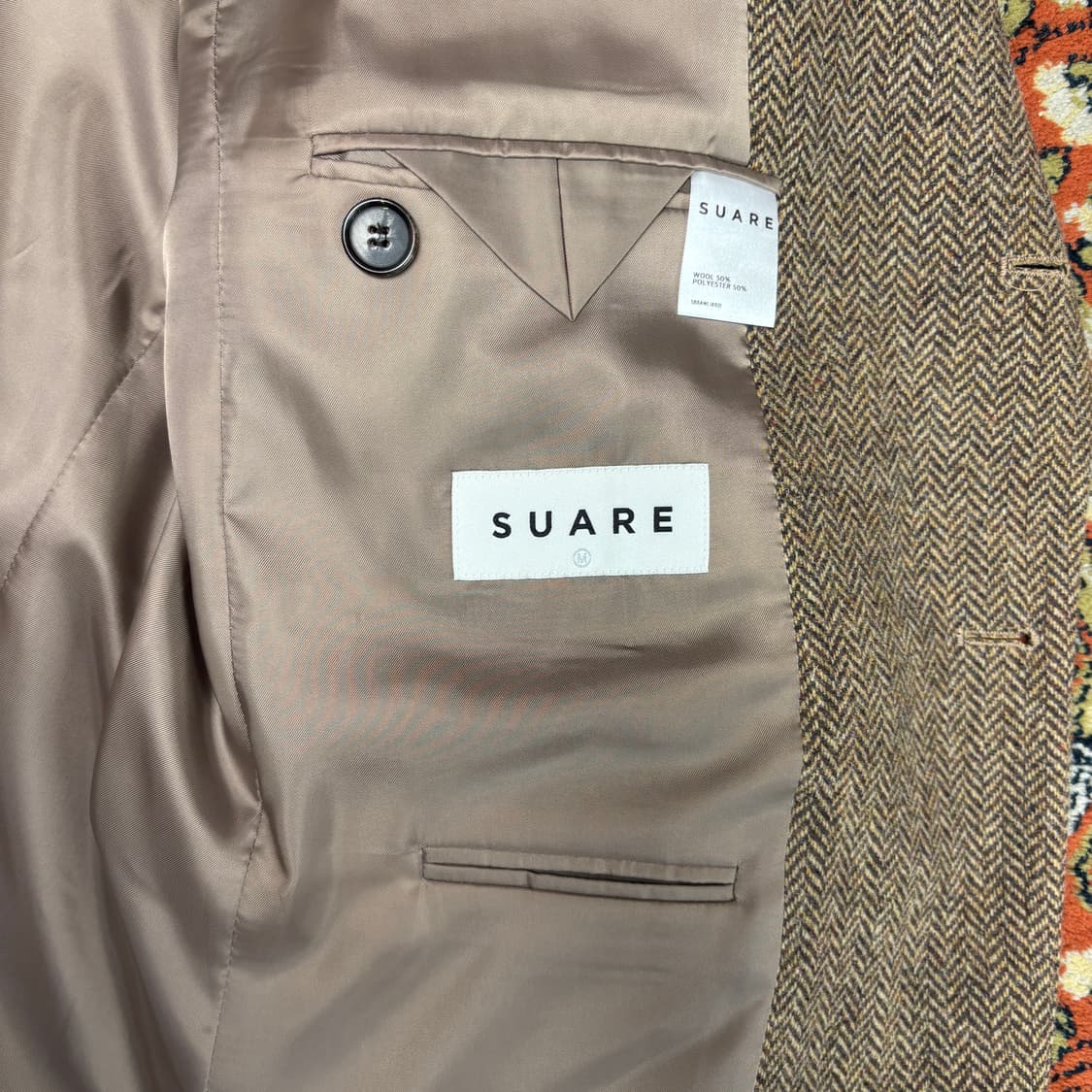 [M] 수아레 베이지 체크 울 블레이저 상품이미지5