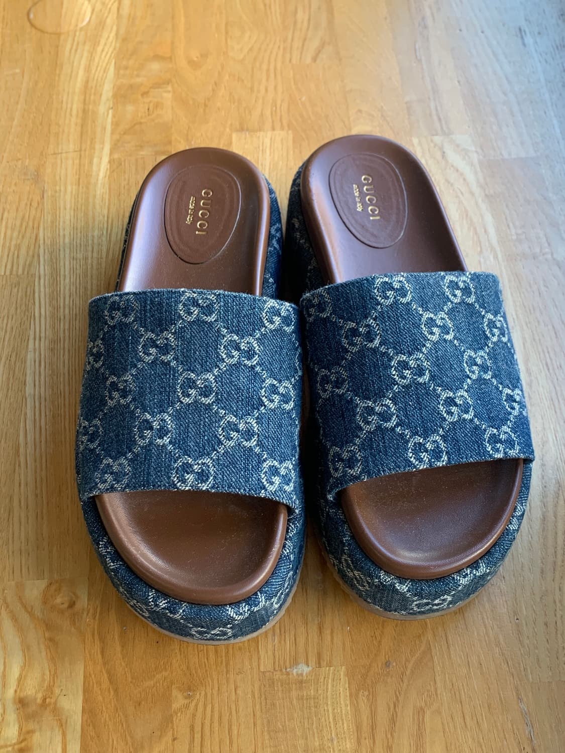 구찌 패턴 플랫폼 슬라이드 슬리퍼 상품이미지1