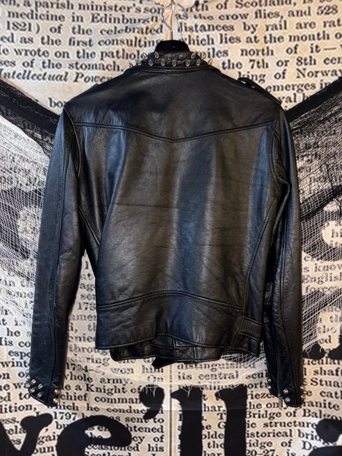 Punk black leater jk 상품이미지10