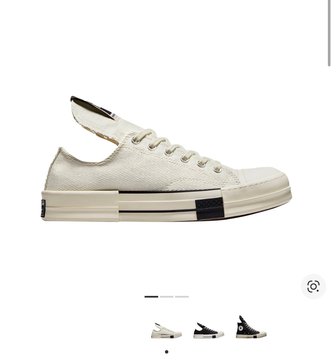 릭오웬스 컨버스 다크스타 척 70 로우 화이트 305사이즈 상품이미지1