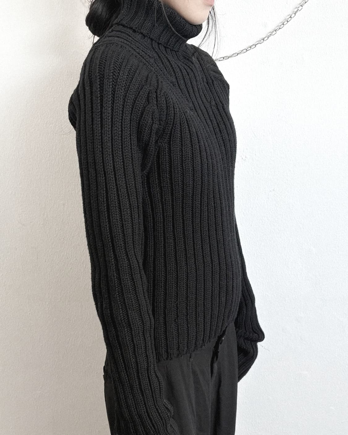 요지야마모토 라나 울 맥시슬리브 크롭 니트 상품이미지2