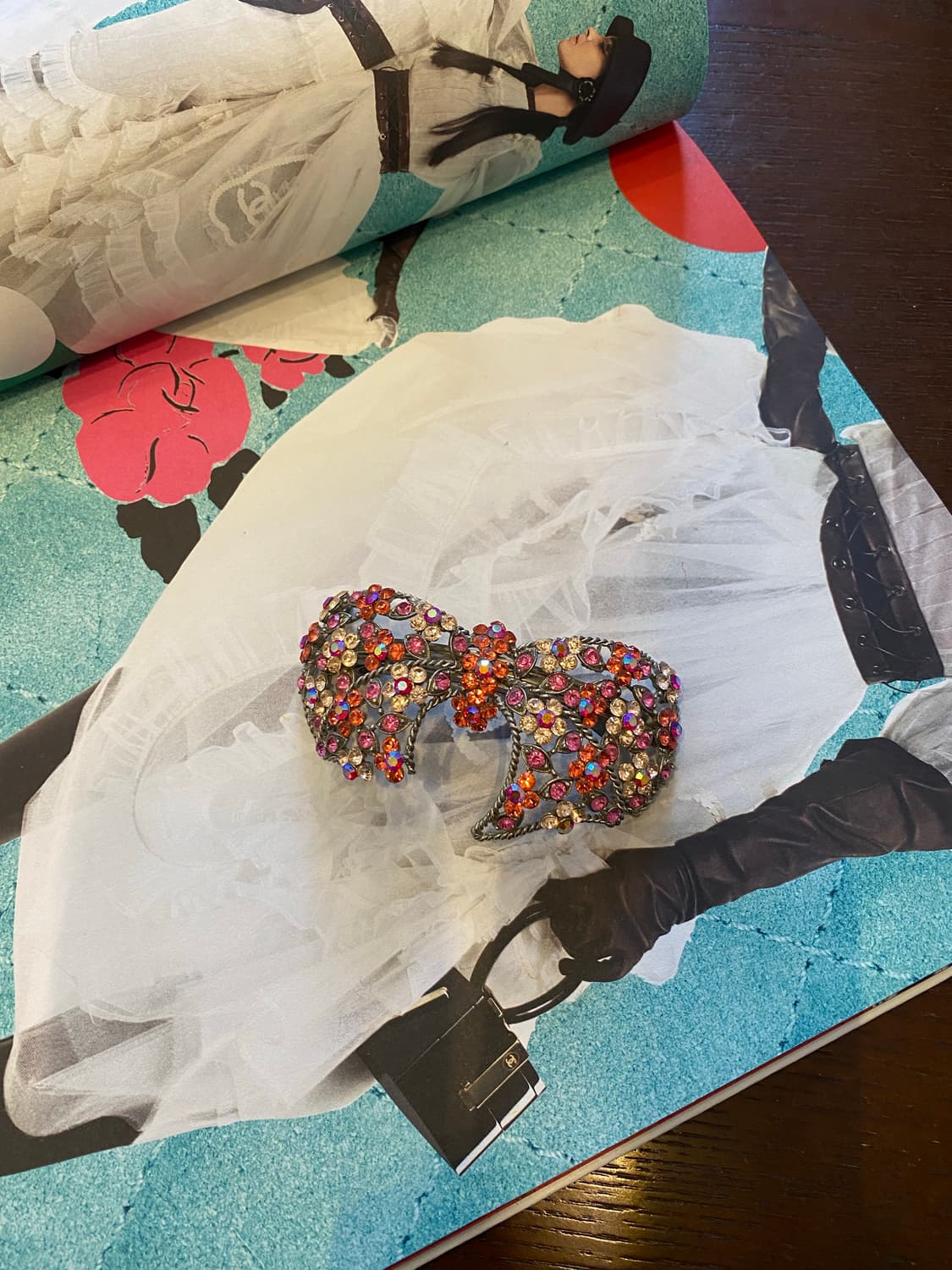 핑크 크리스탈 큐빅 리본 헤어핀 상품이미지2