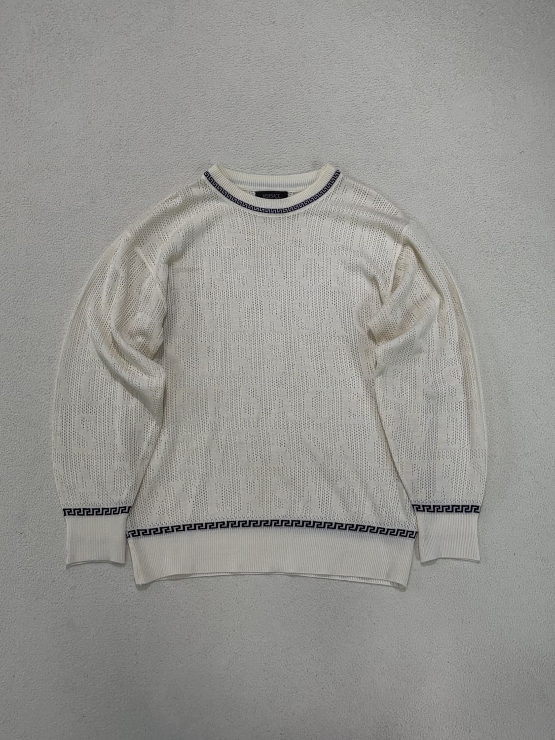 베르사체 메쉬 레터링 니트 화이트 L 상품이미지1