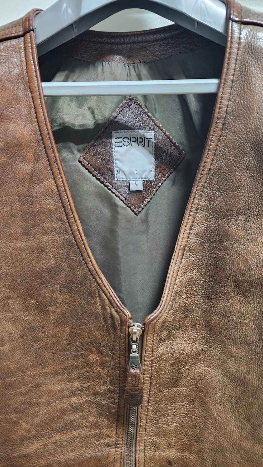 90's Esprit 빈티지 브라운 가죽 조끼 상품이미지3