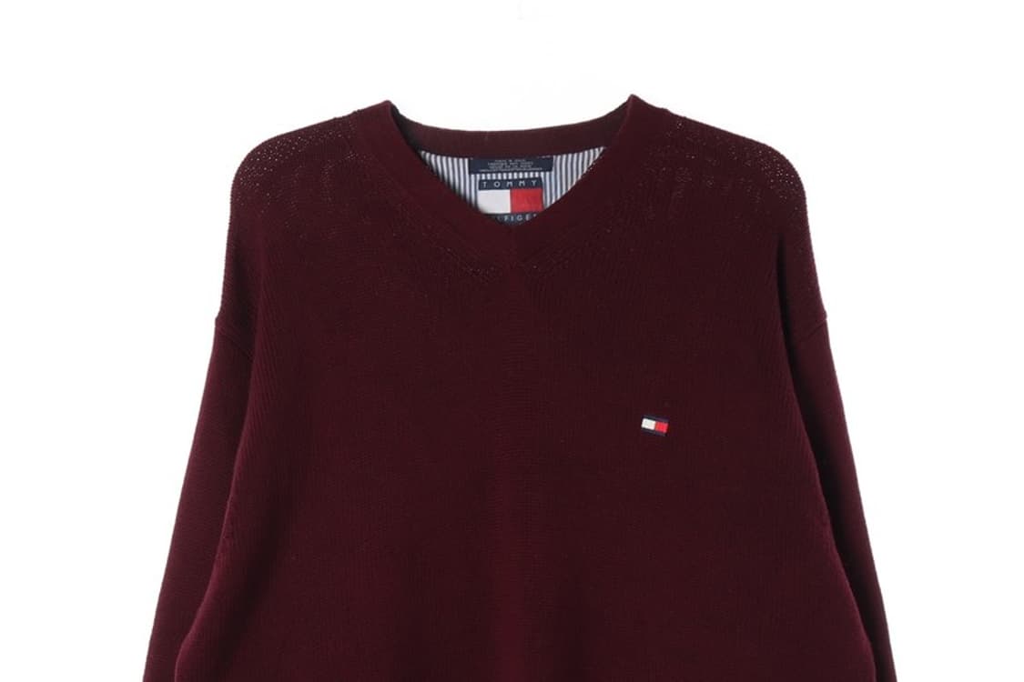 타미힐피거 클래식 로고 브이넥 코튼 니트 XL 상품이미지3