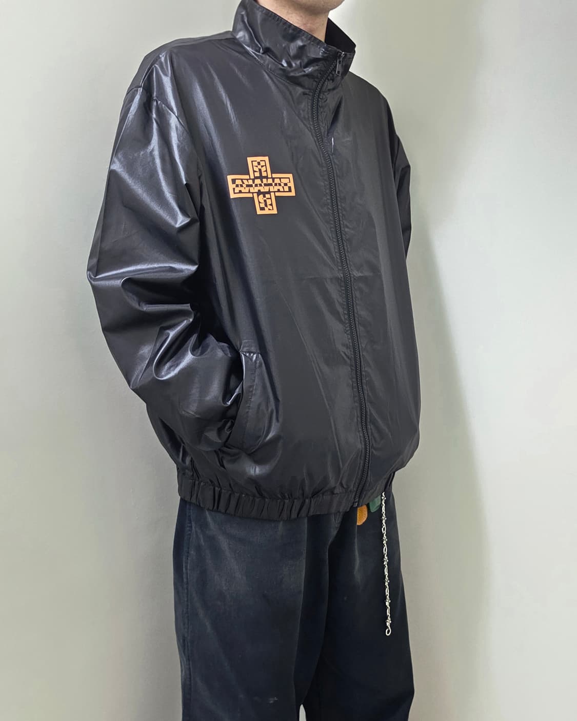 Printstar 블랙 윈드 브레이커 하이넥 점퍼 재킷 상품이미지1