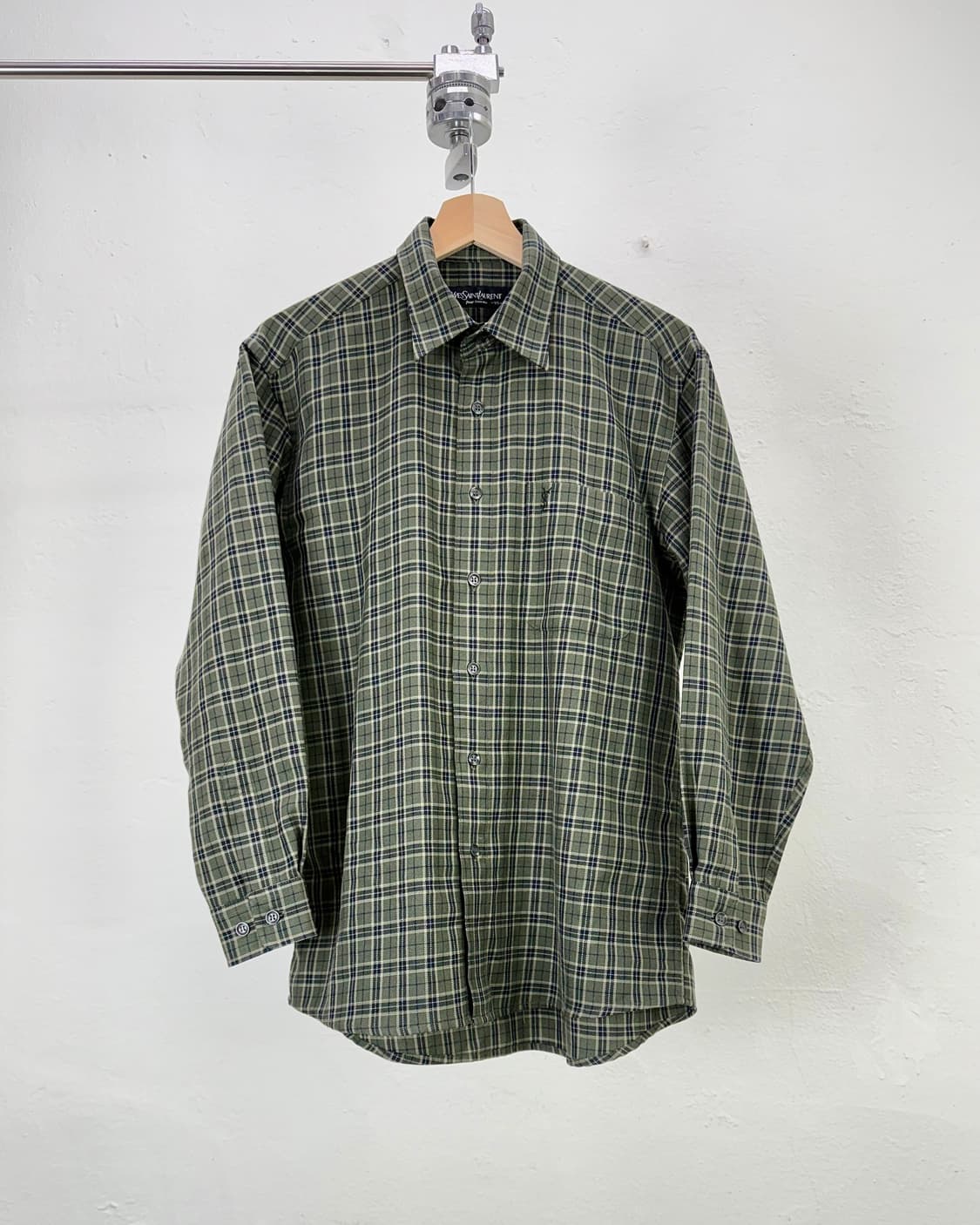 이브 생로랑 뿌르 옴므 카키 레귤러 체크 셔츠 상품이미지1