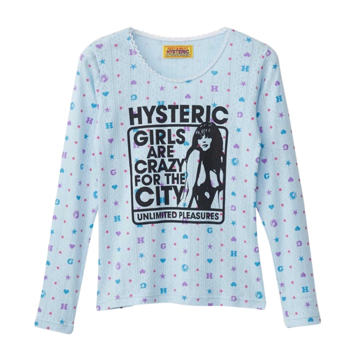 히스테릭 글래머 걸스 아 크레이지 치비 티셔츠 블루  상품이미지1