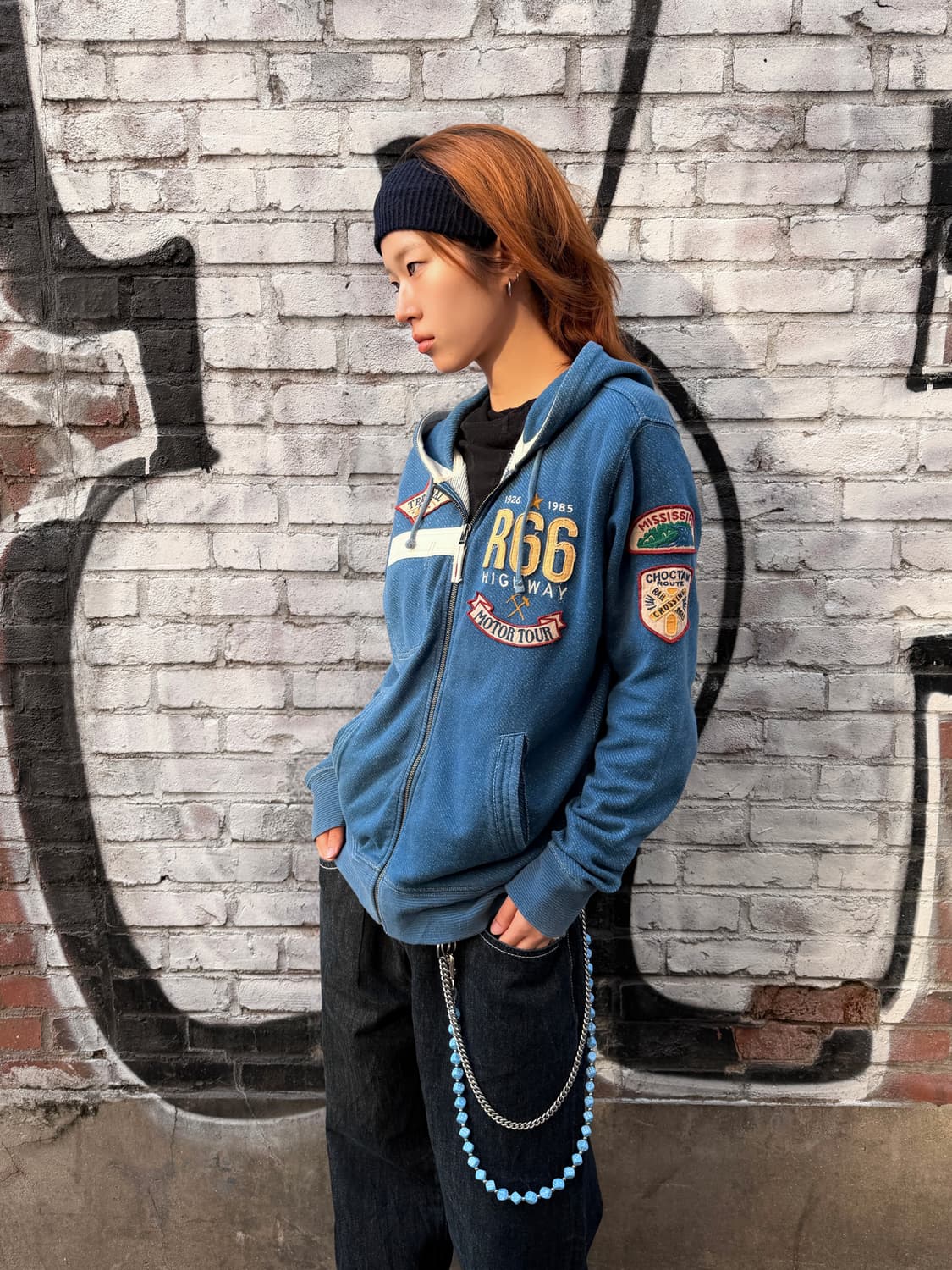 아비렉스 모터 투어 패치 블루 후드집업 상품이미지1