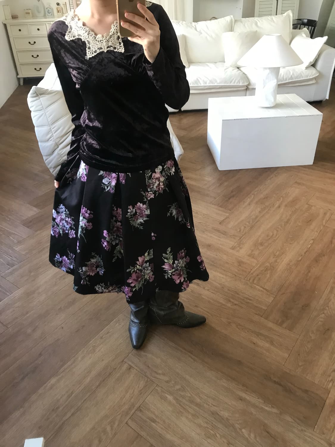 vintage velvet lace top 상품이미지9