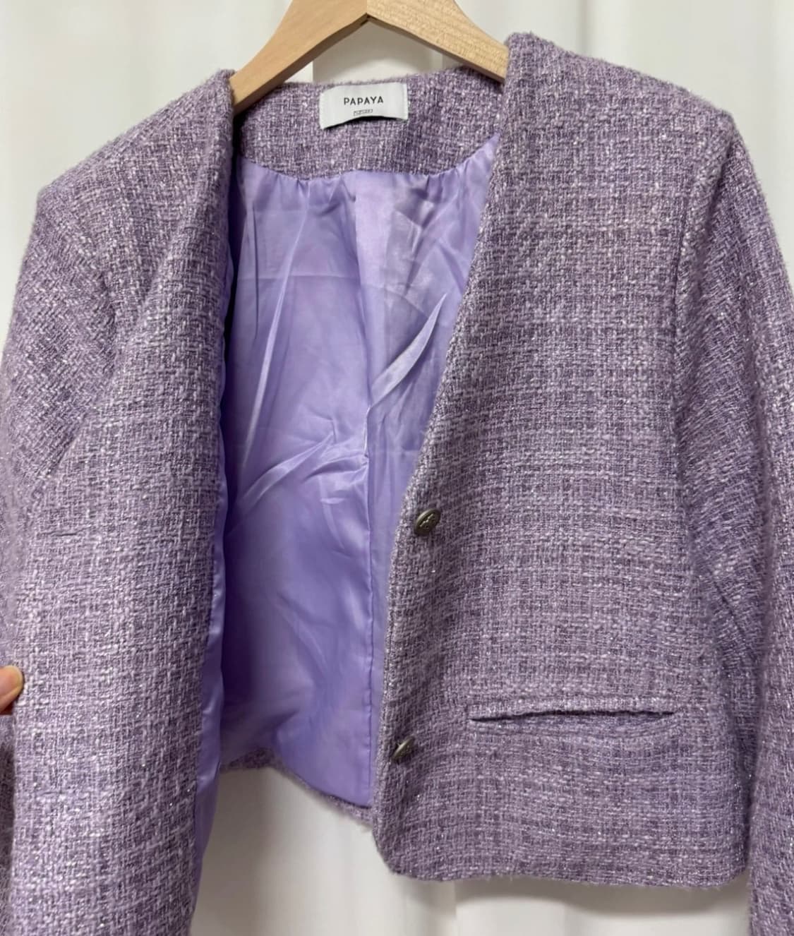 파파야 퍼플 트위드 자켓 상품이미지3