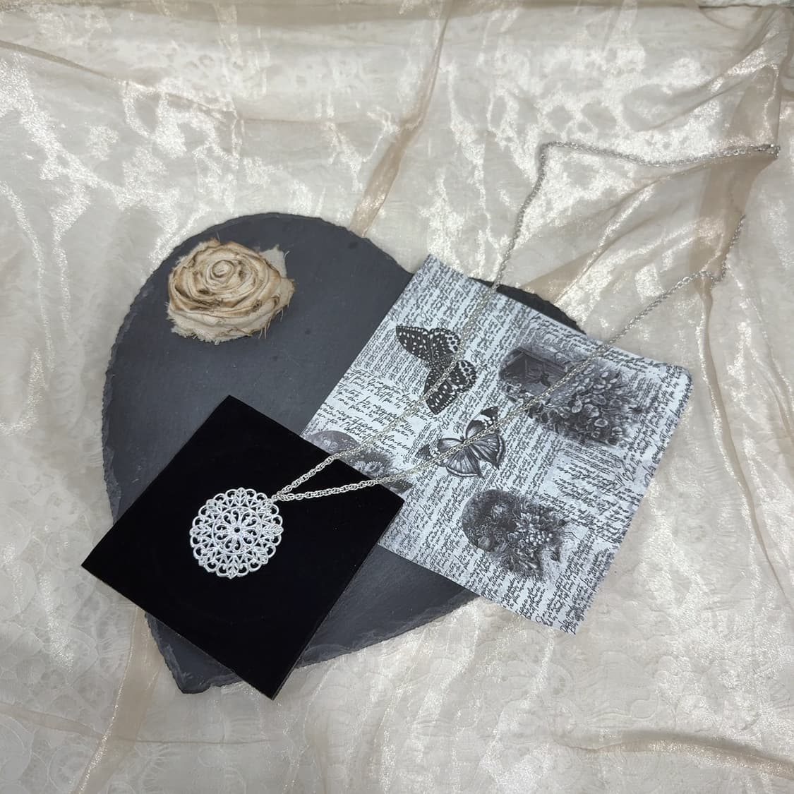 빈티지 마테  플라워  용골체인 목걸이 상품이미지2