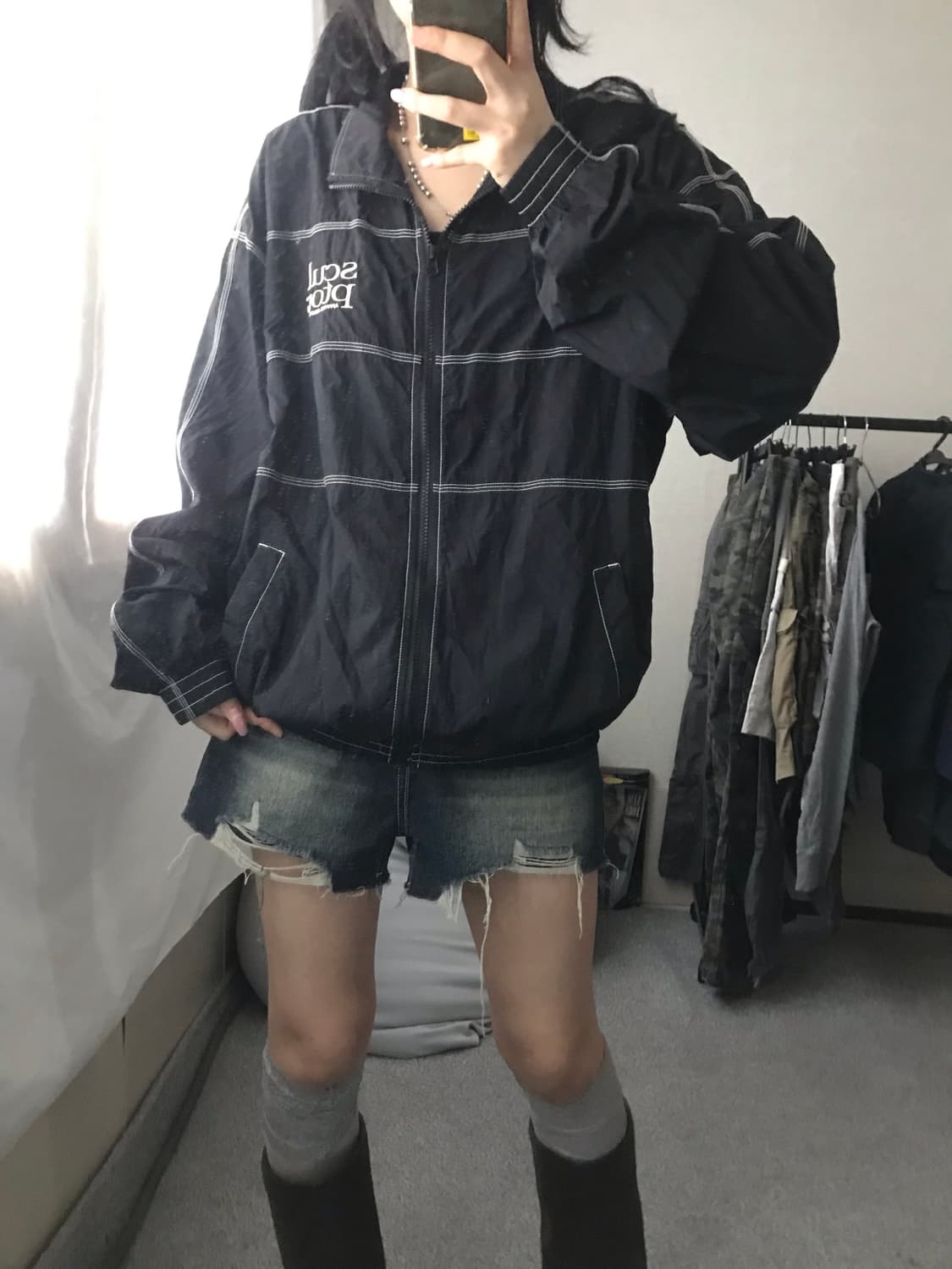 스컬프터 블랙 스티치 바람막이 상품이미지6