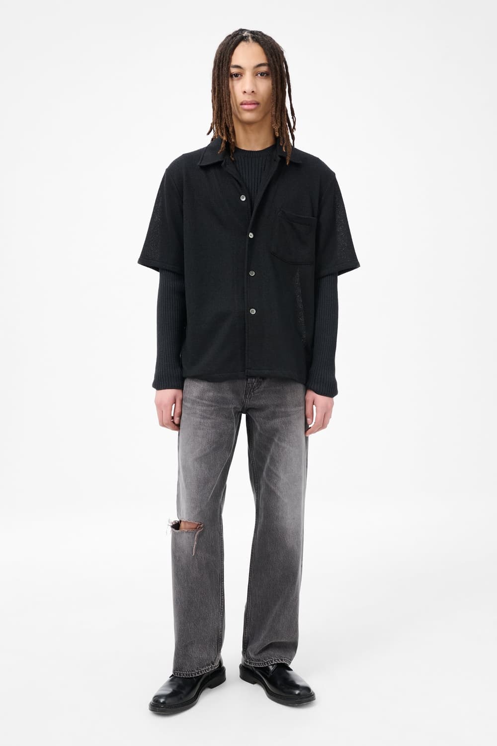 아워레가시 박스 셔츠 숏슬리브 블랙 부클레 48사이즈 상품이미지2