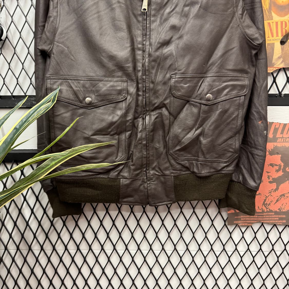90s USA VINTAGE 레더 블루종 봄버자켓 다크브라운 상품이미지4