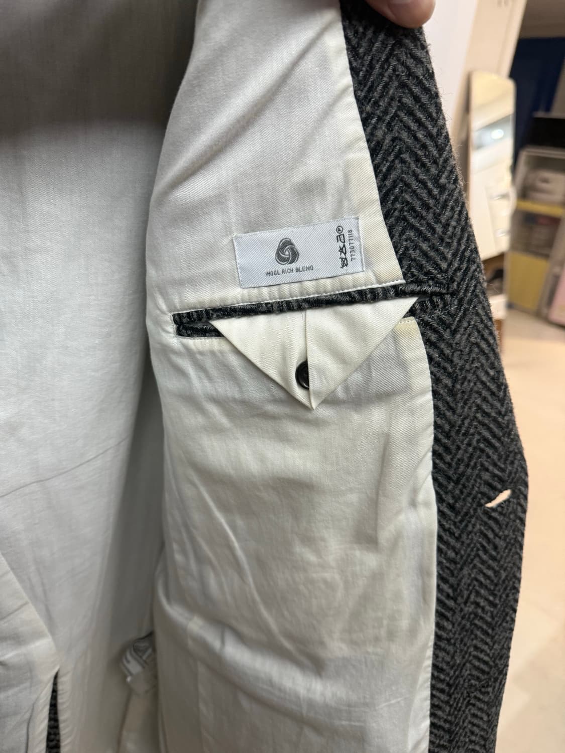 앤더슨벨 헤링본 대디 자켓 L 상품이미지3