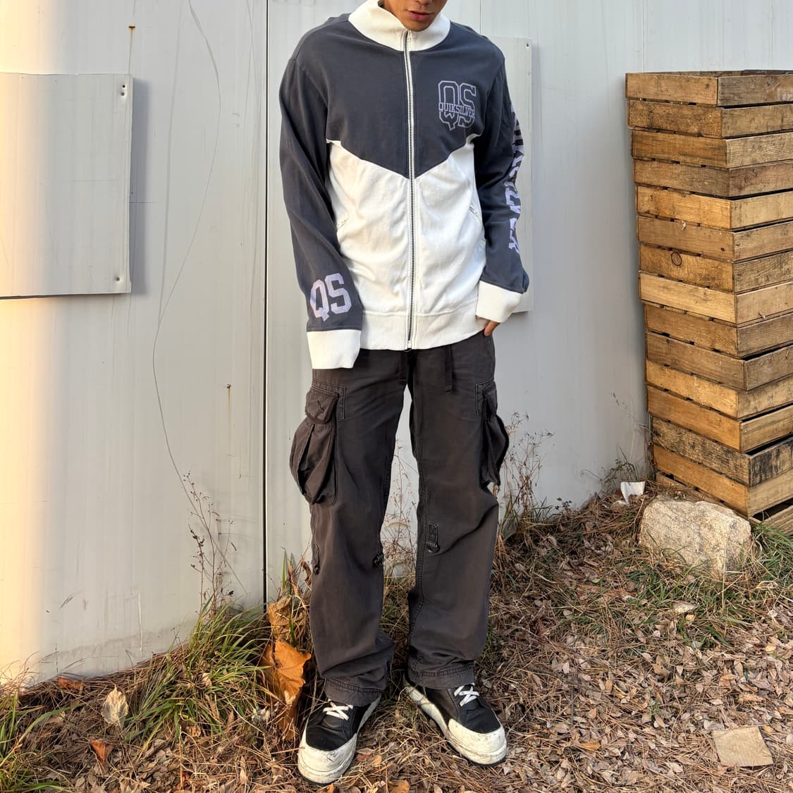 빈티지 차콜 그레이 멀티 포켓 카고 팬츠 상품이미지2