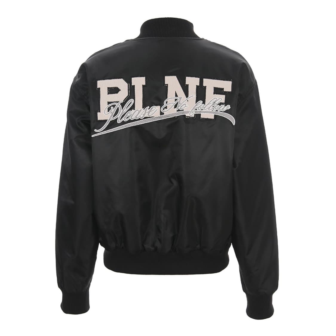 플리즈노팔로우 PLNF Logo Varsity Jacket (Black) 상품이미지2