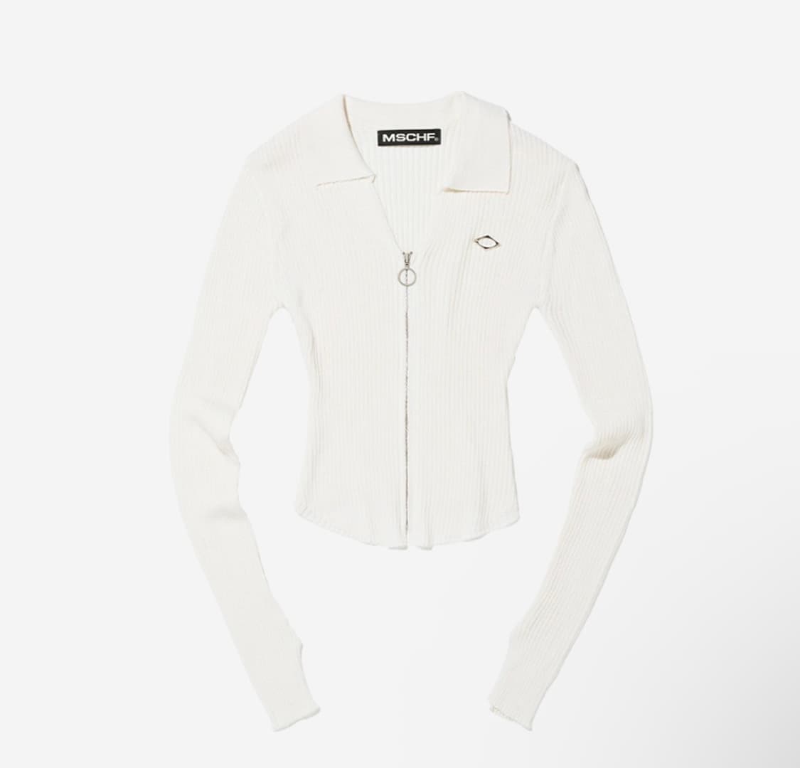 [S] 미스치프 니티드 롱슬리브 셔츠 화이트 상품이미지1