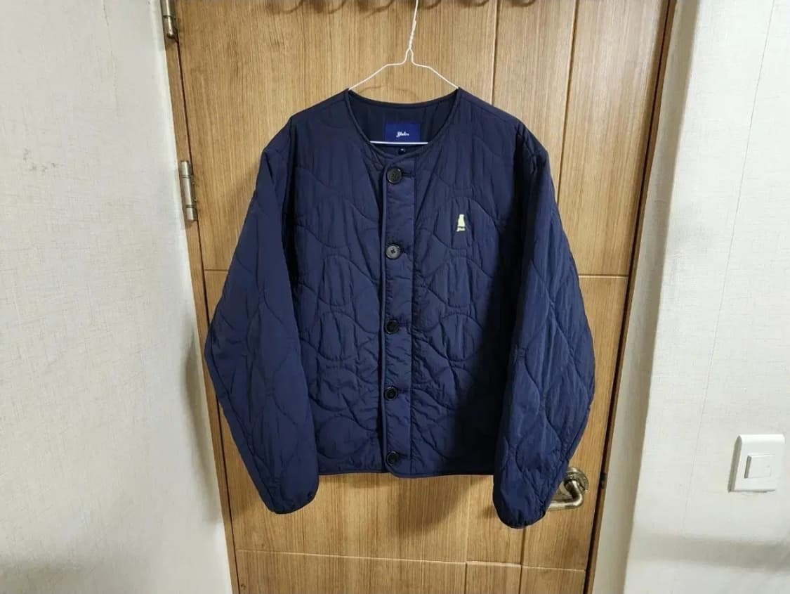 (M)예일 웨이브 퀼팅 패딩 자켓 네이비 상품이미지1
