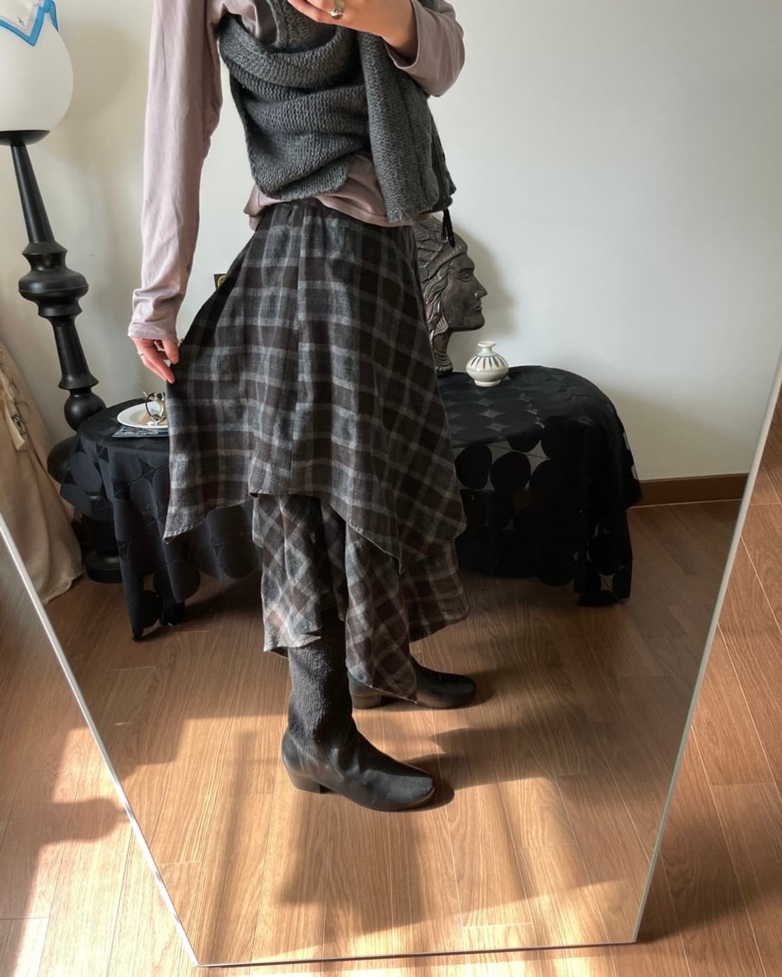 check layered skirt 상품이미지4