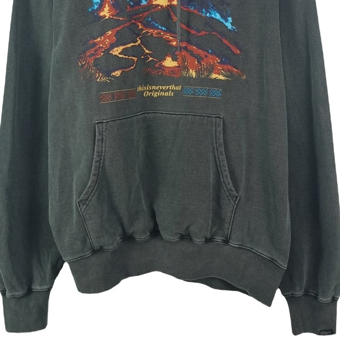 [디스이즈네버댓] 빈티지 그래픽 프린팅 오버핏 후드티 챠콜 M18800 상품이미지5