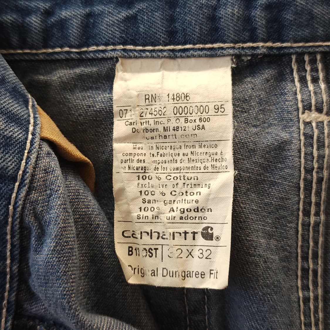 칼하트 카펜터 데님팬츠 워크팬츠 페인팅 칼하트 덩가리 32x32 상품이미지7