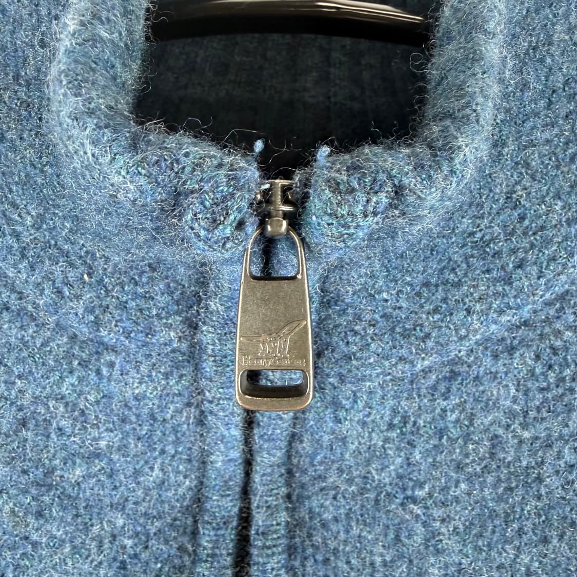 100) 핸리코튼 우먼스 하프집 울 니트 블루 상품이미지3