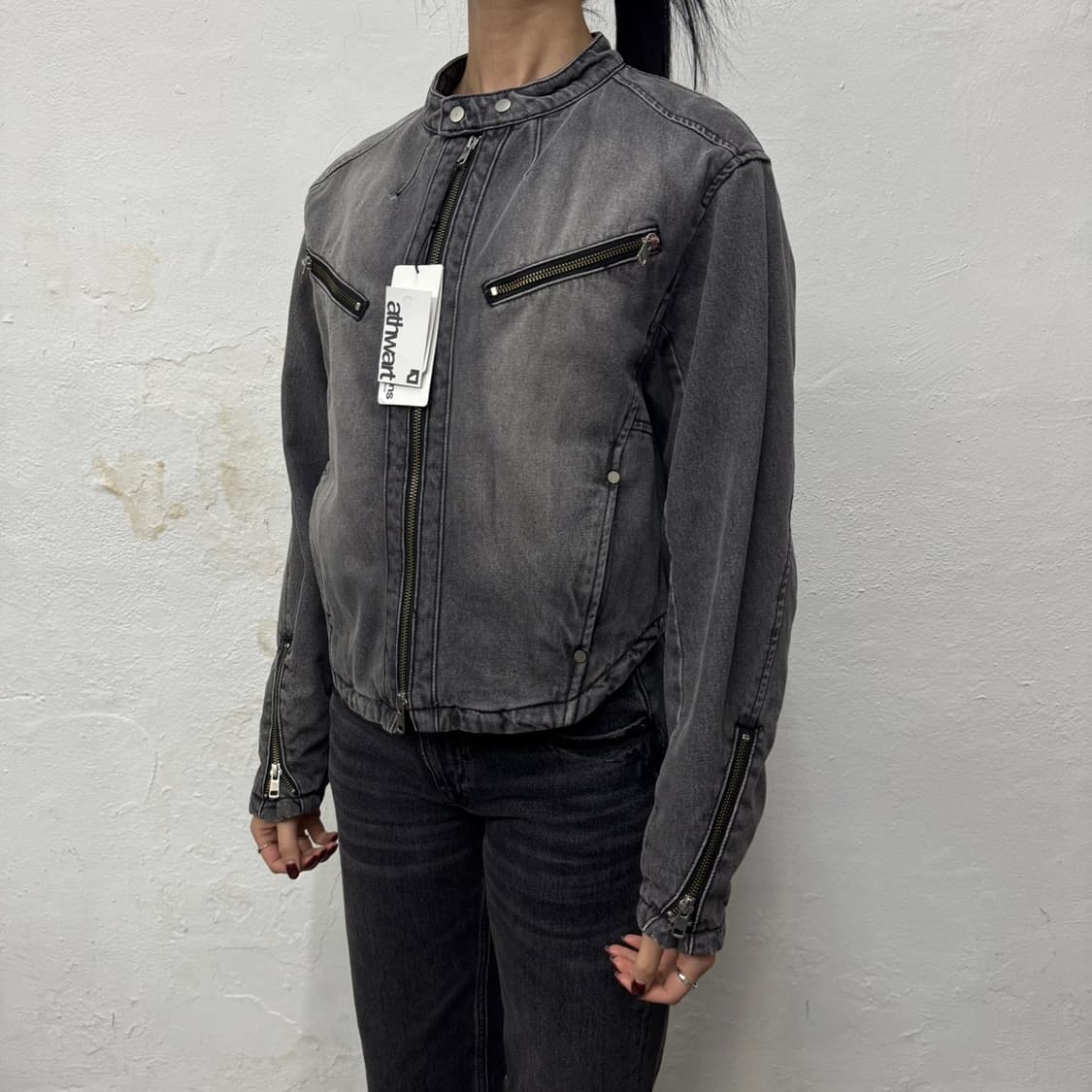 Oriens by 저널스탠다드 차콜컬러 워시드 데님 라이더스 자켓 상품이미지1