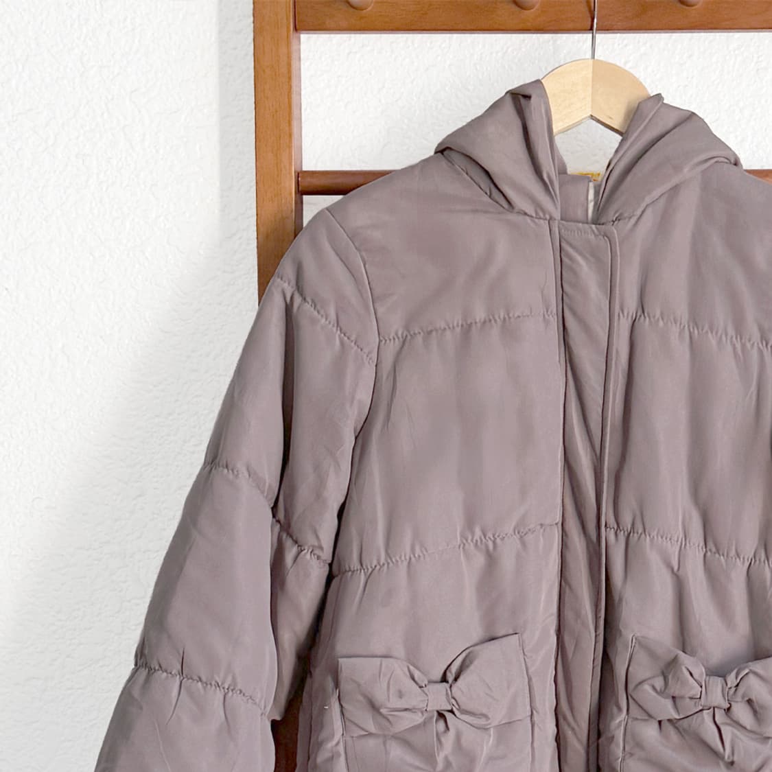 플라워 라이닝 리본 포켓 패딩 자켓 상품이미지2