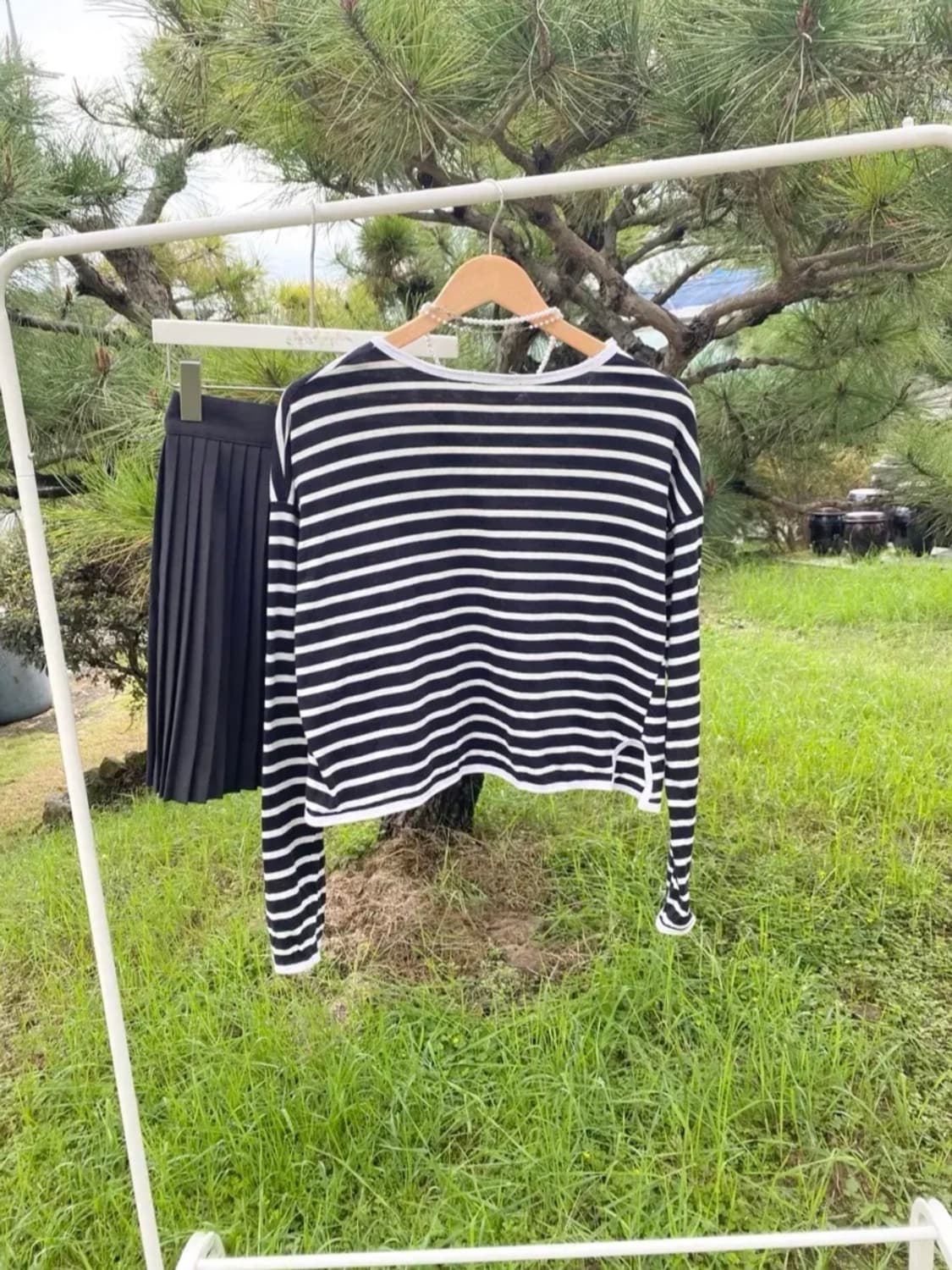 블랙 화이트 검정 라인 스트라이프 단가라 줄무늬 봄 가을 가디건 상품이미지5