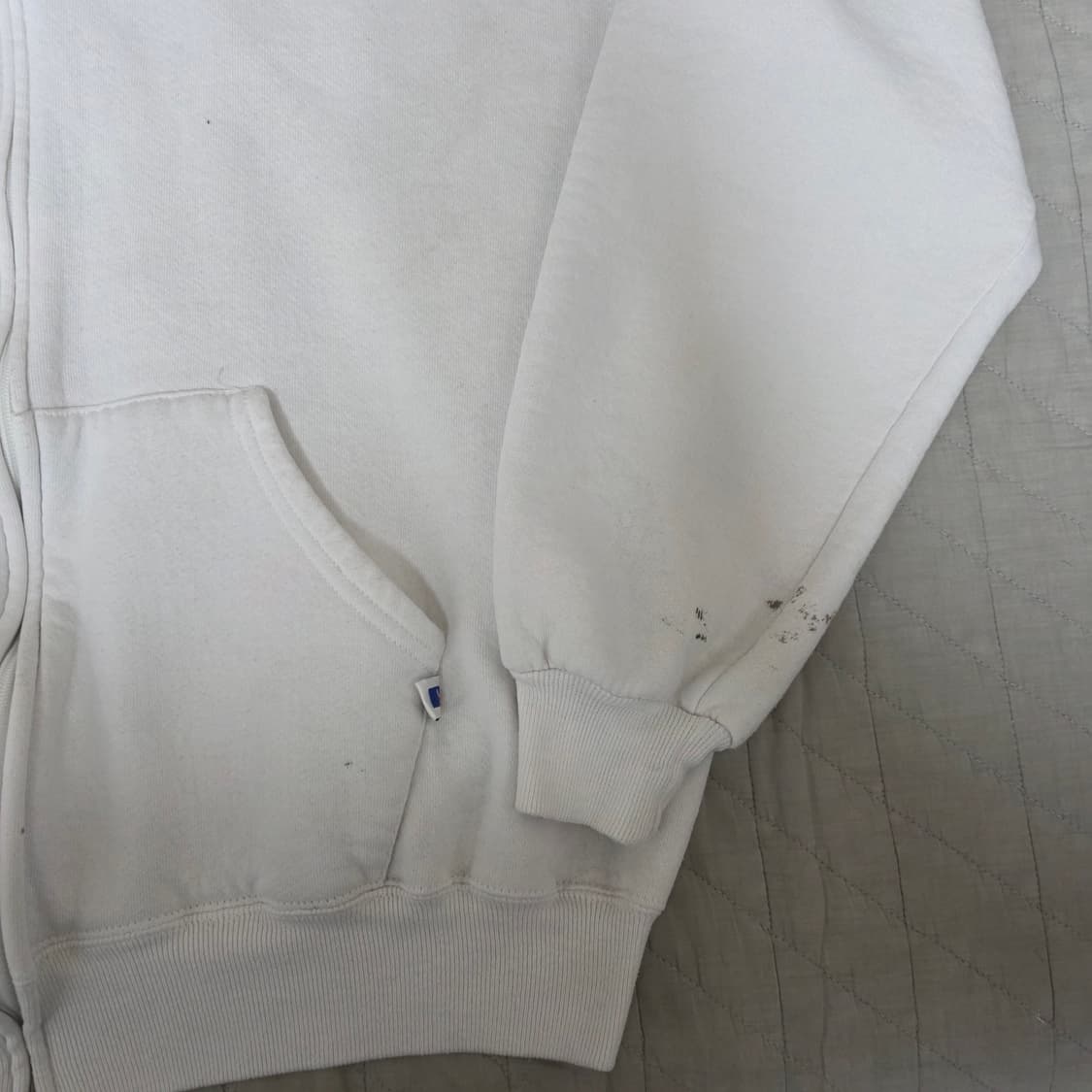 [XL] 90s 빈티지 러셀 애슬레틱 화이트 후드집업 Usa스테인 상품이미지2