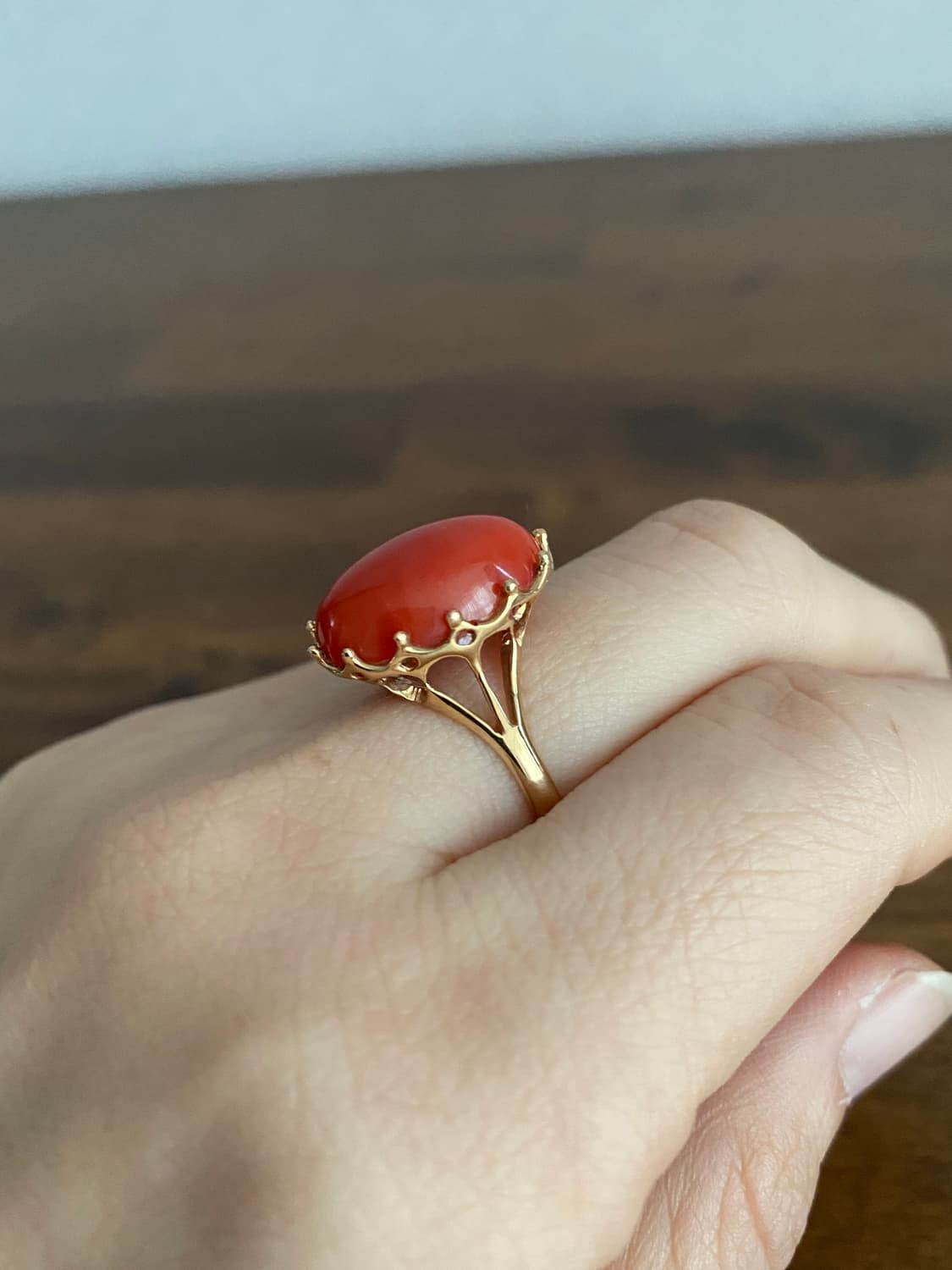 천연 산호 반지(14K) 상품이미지5