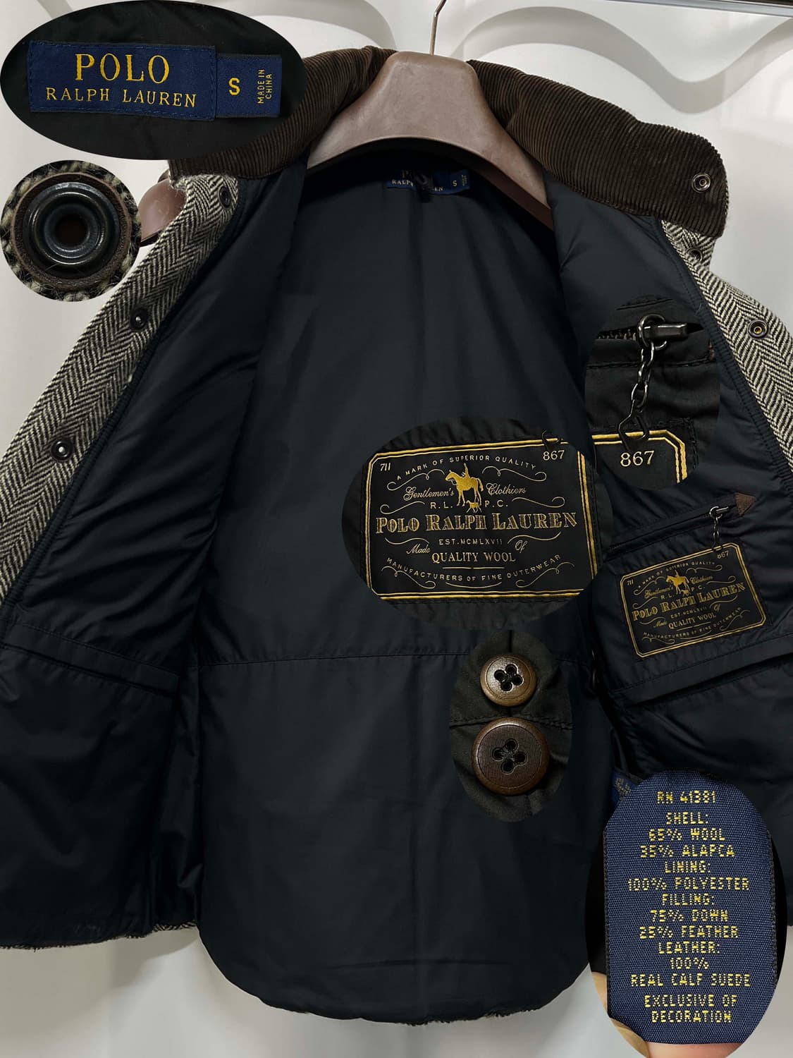 폴로 랄프로렌 알파카 울 헤링본 헌팅 다운 베스트 자켓 상품이미지3