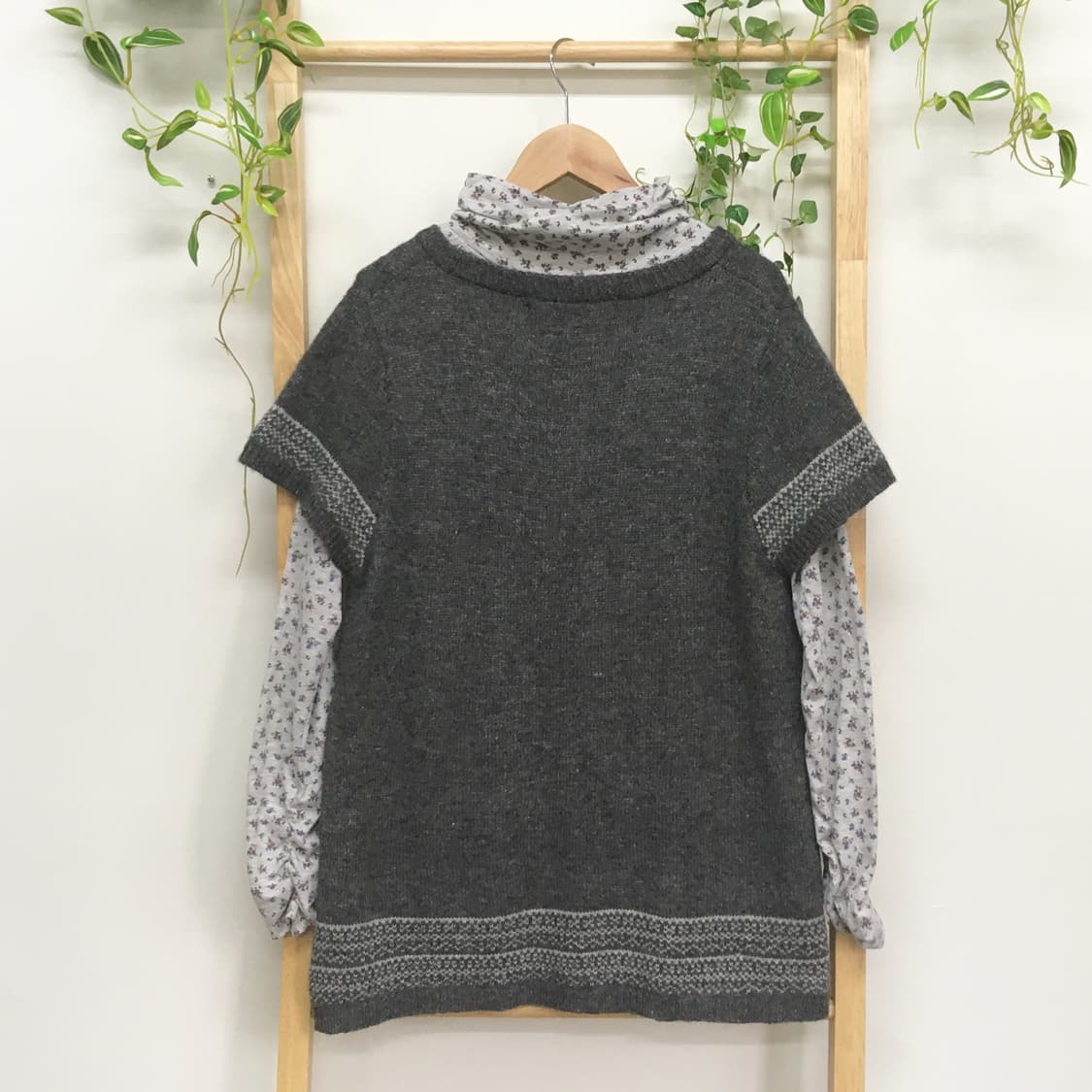 JPN/ 반팔니트레이어드 레이어드세트 세트 모리걸 잔꽃하이넥 잔꽃이너 상품이미지5